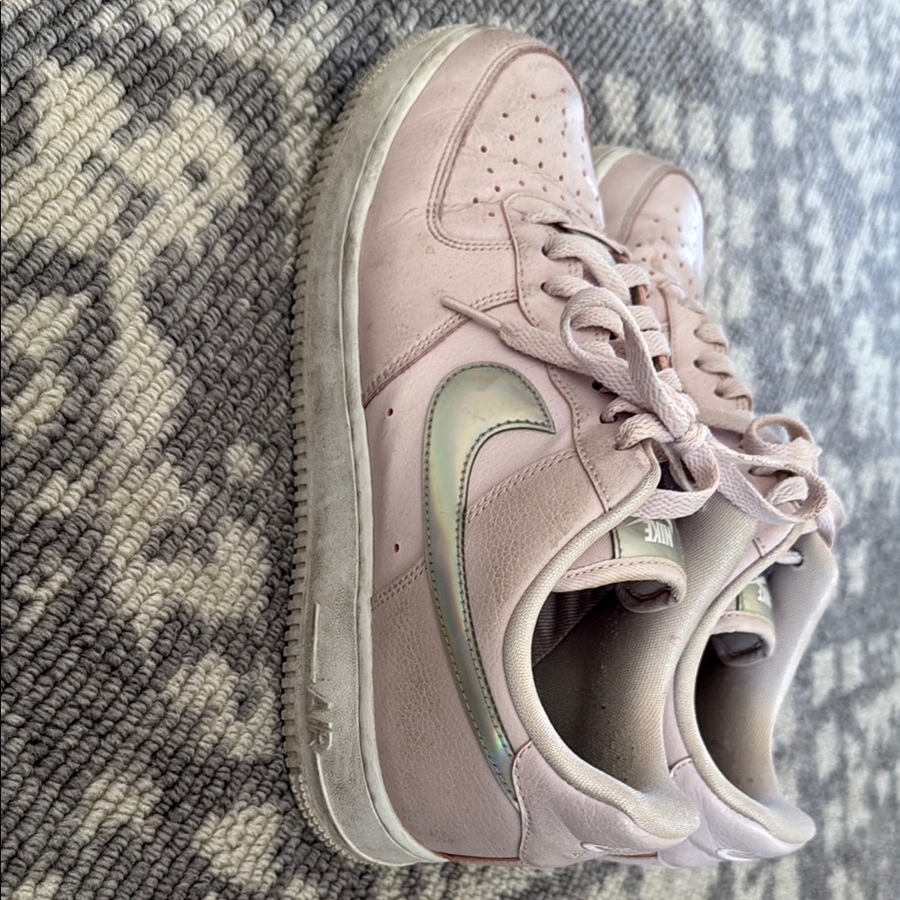 Nike Light Pink Sneakers with Iridescent Swoosh